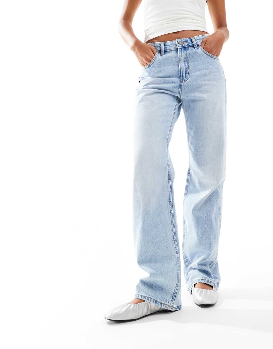 Stradivarius STR straight leg jeans in light wash blue