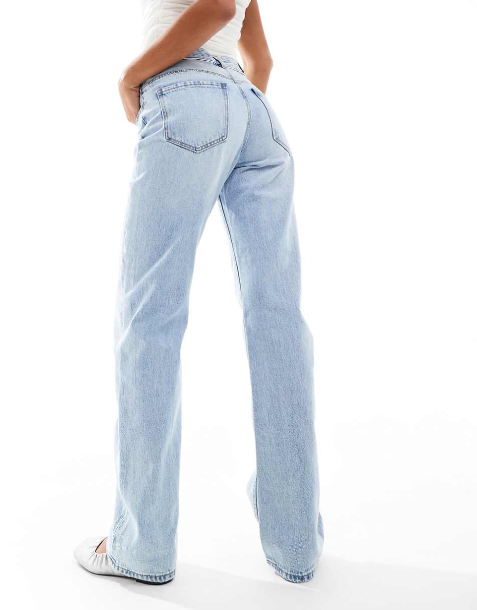 Stradivarius STR straight leg jeans in light wash blue