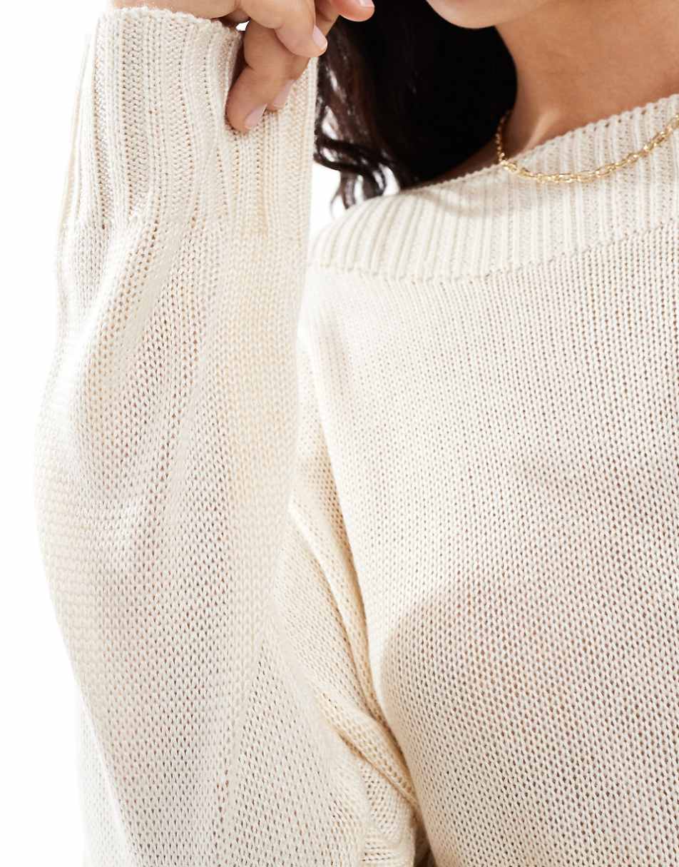 Stradivarius off shoulder sweater in beige