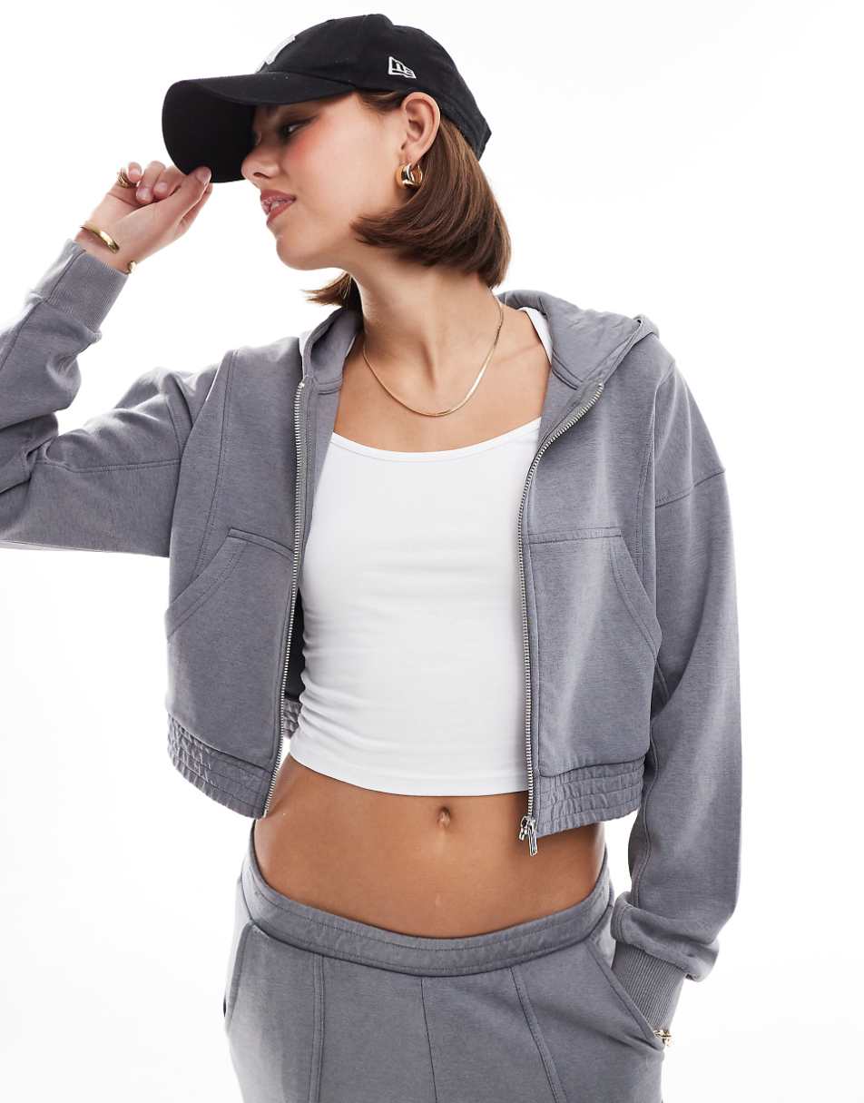 Stradivarius soft touch hoodie in dark gray - part of a set