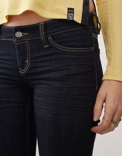 Cheap Monday Booty Bei stretch low rise bootcut jeans in black top rinse wash