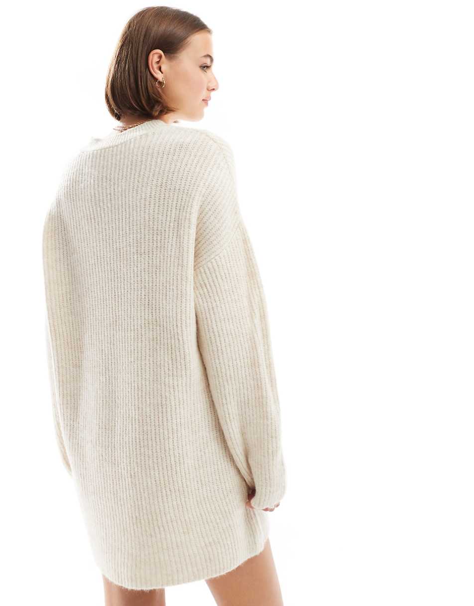 Pull&Bear knitted sweater mini dress in ecru