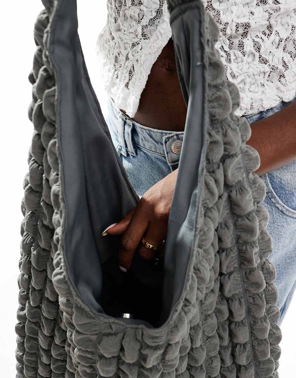 Pull&Bear bubble shoulder bag in charcoal gray