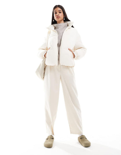 Bershka padded jacket in ecru
