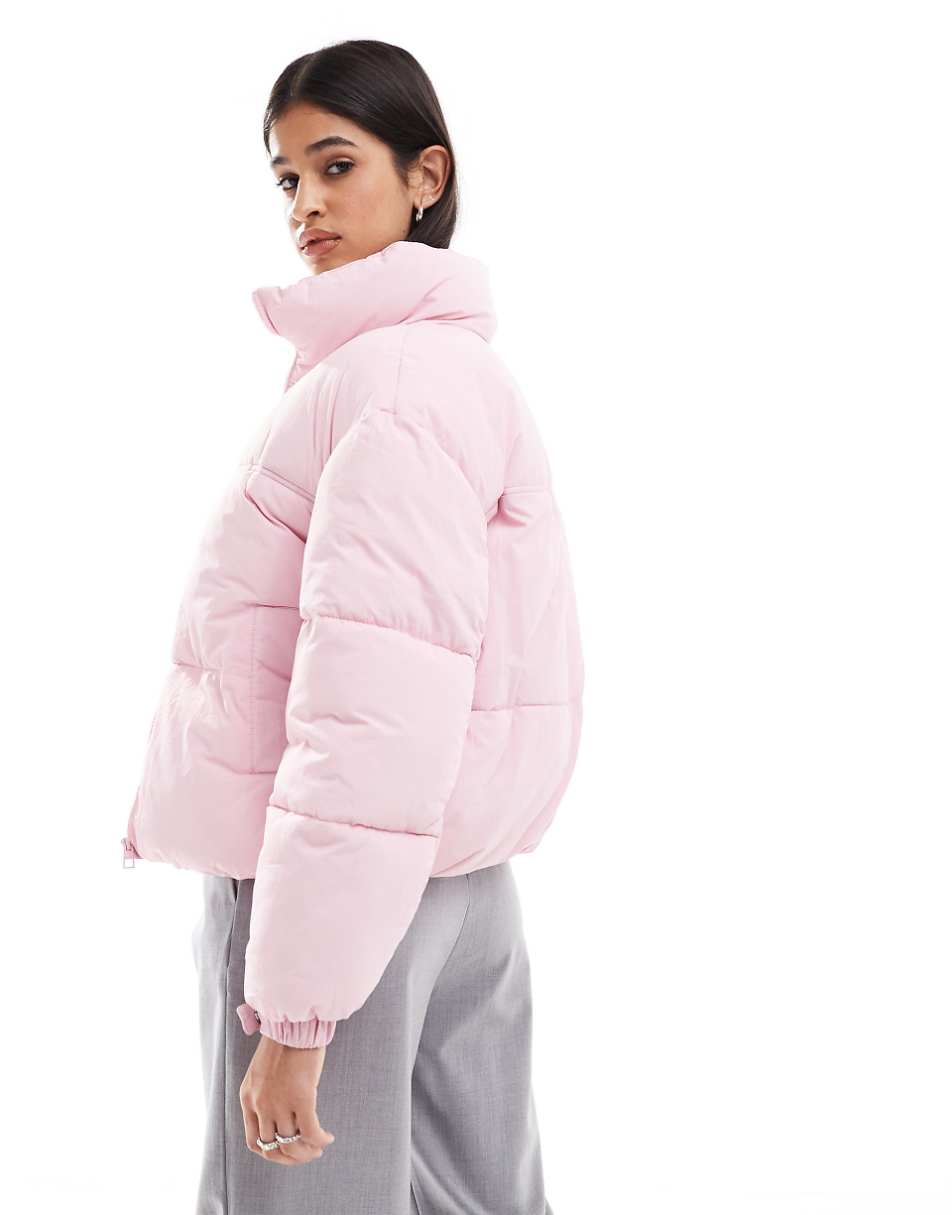 Bershka padded jacket in pale pink