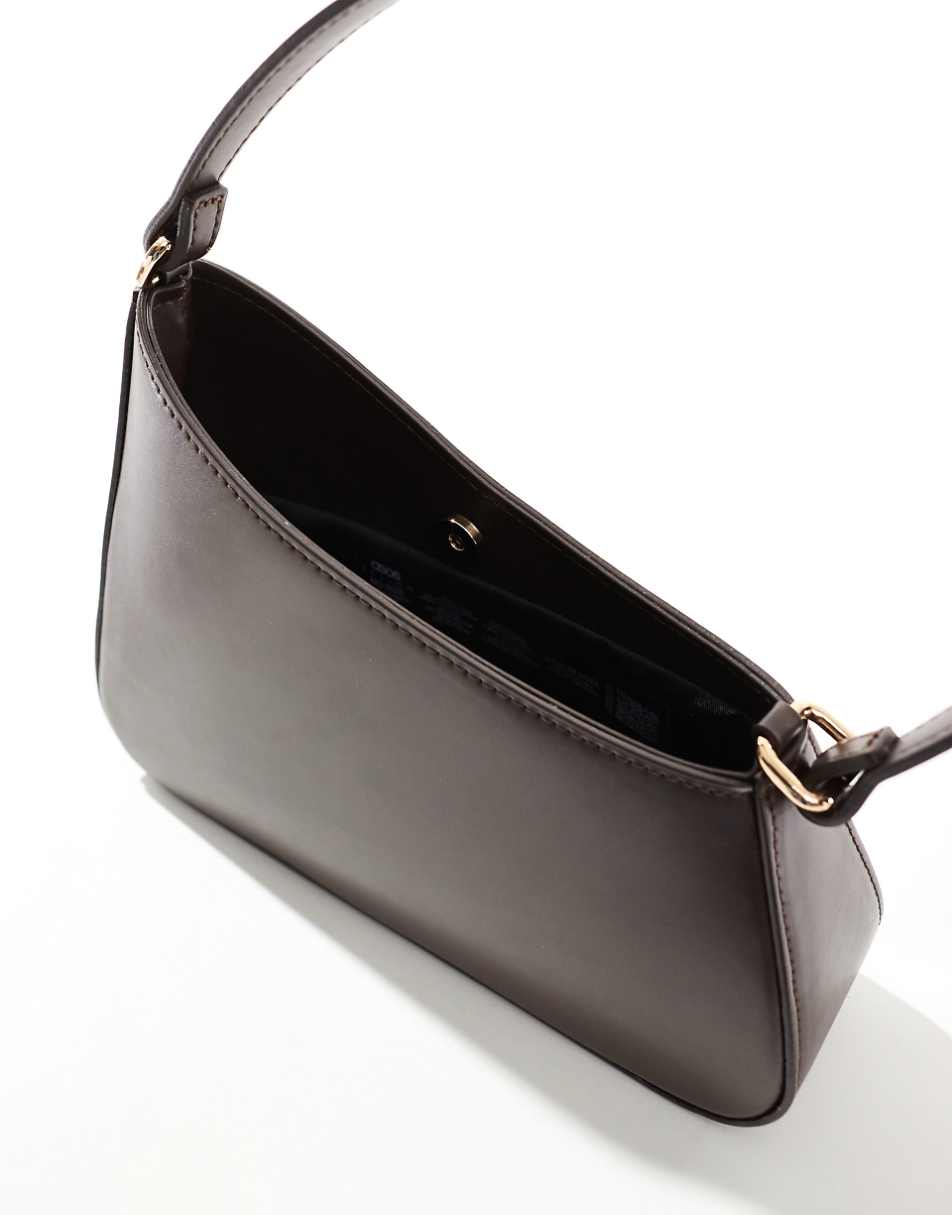 ASOS DESIGN asymmetric shoulder bag in chocolate