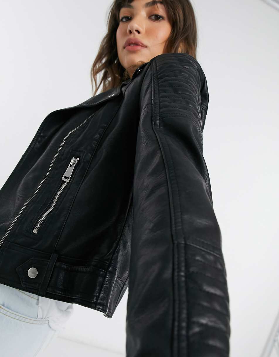 Vero Moda faux-leather jacket in black