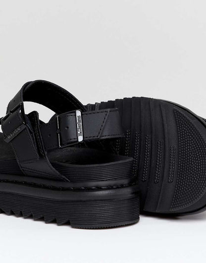 Dr Martens Voss black Leather Flat Chunky Sandals